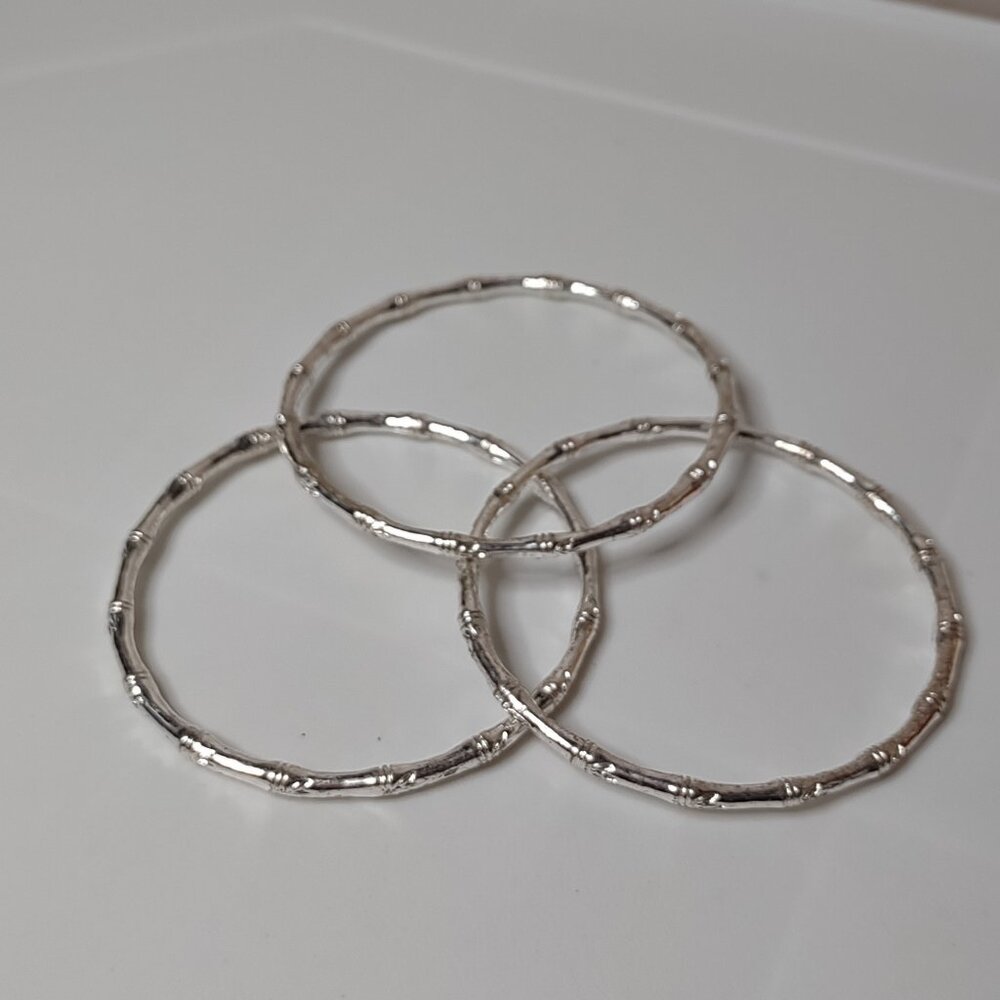 Set Of 3 Matching 8 Inch Silver Tone Bangles
